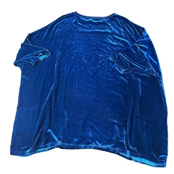 Cut Loose Blue Velvet Oversized Tunic Top Size One Rayon Silk Relaxed Fit - Picture 9 of 9